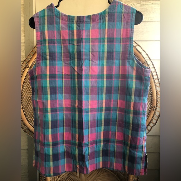Vintage Pastel Rainbow Plaid Sleeveless Tank Top from Weathervane Retro - Picture 3 of 4